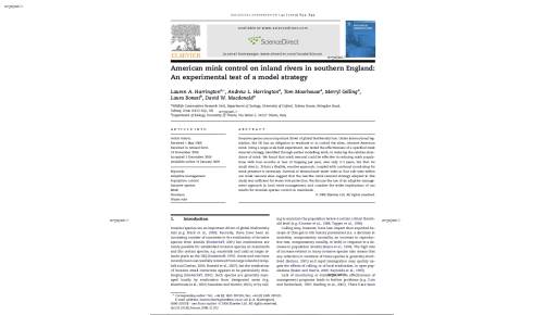 American mink control on inland rivers in southern England: An experimental test of a model strategy